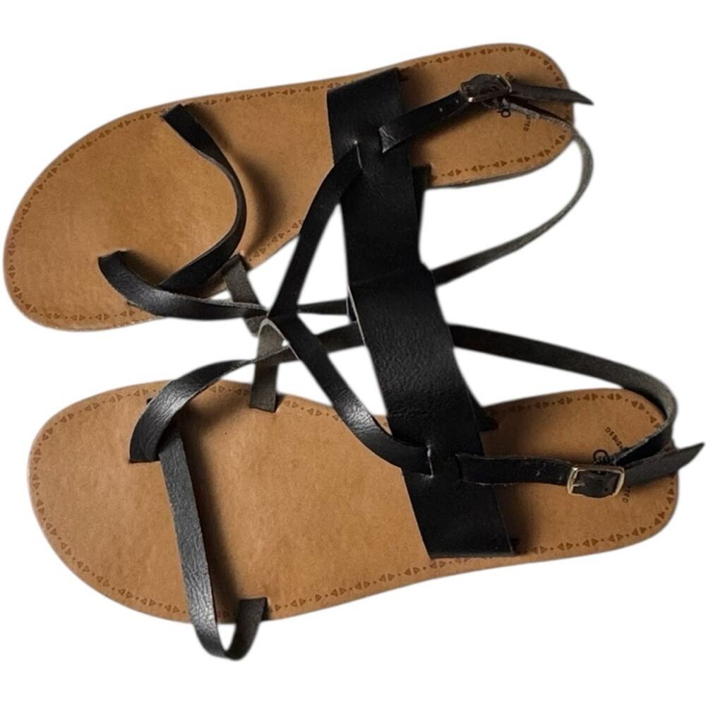 GAP Black Low Heel Ankle Buckle  Strappy Sandals Sz 7